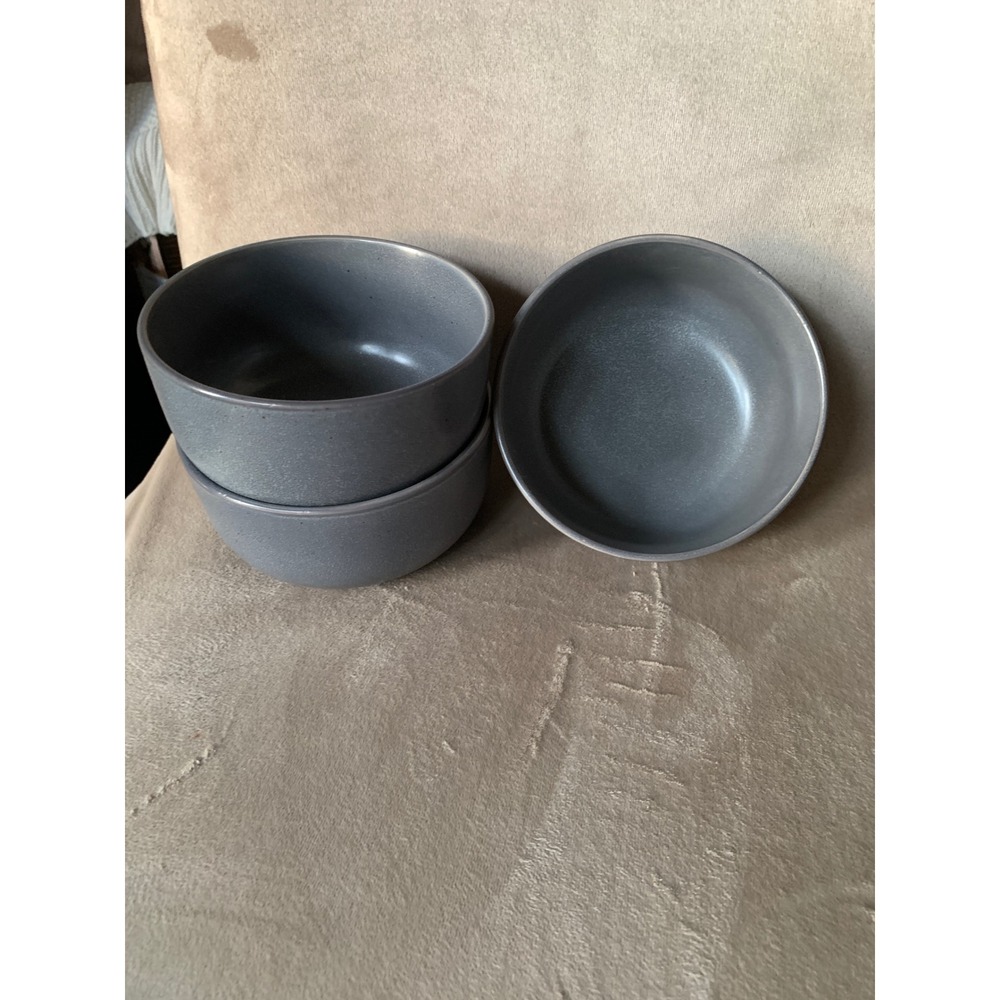 Threshold Tilley Bron Stoneware Bowls Set of 3 Matte Gray Charcoal 6 Inch